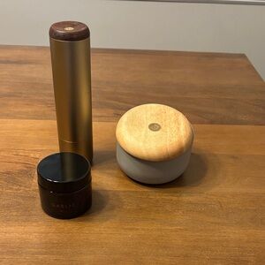 Elegant Gold and Wood Kitchen Storage Set